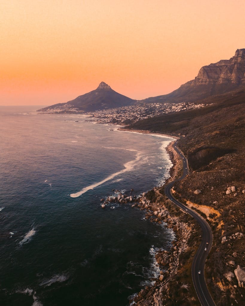 cape town for americans expats - aerial view of Lion's Head mountain and Atlantic Seaboard neighborhoods