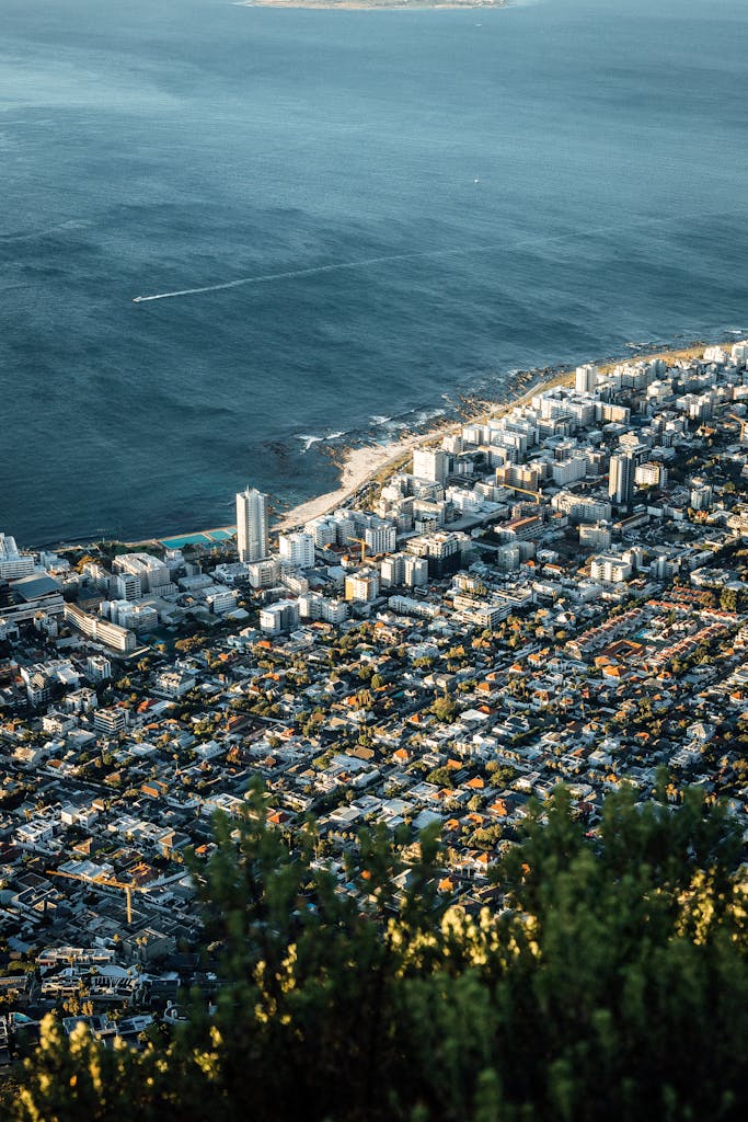 cost of living in cape town for americans - aerial view of Sea Point neighborhoods along the Atlantic coast