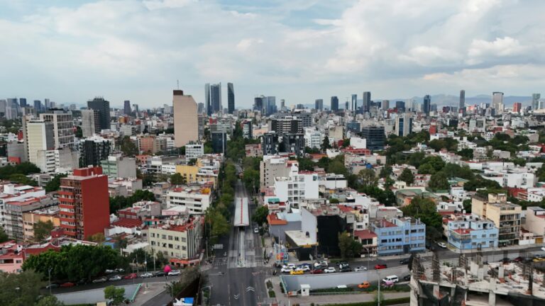 digital nomad visa Mexico - aerial view of Mexico City skyline