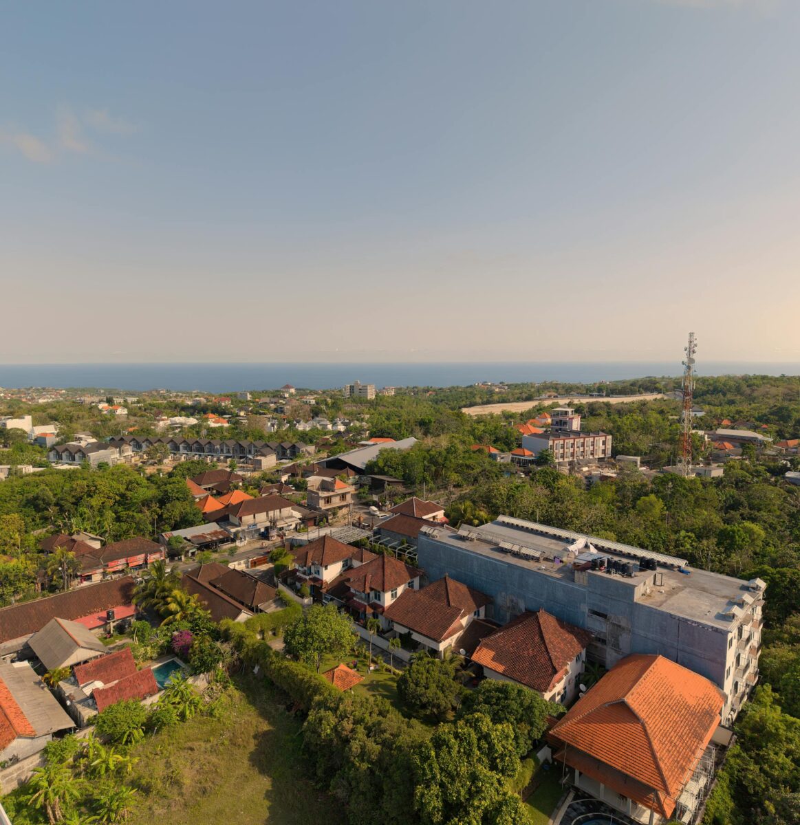 Digital nomad visa Indonesia - aerial view of Bali coastline and city