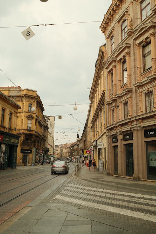 Charming Zagreb street with historic architecture Croatia