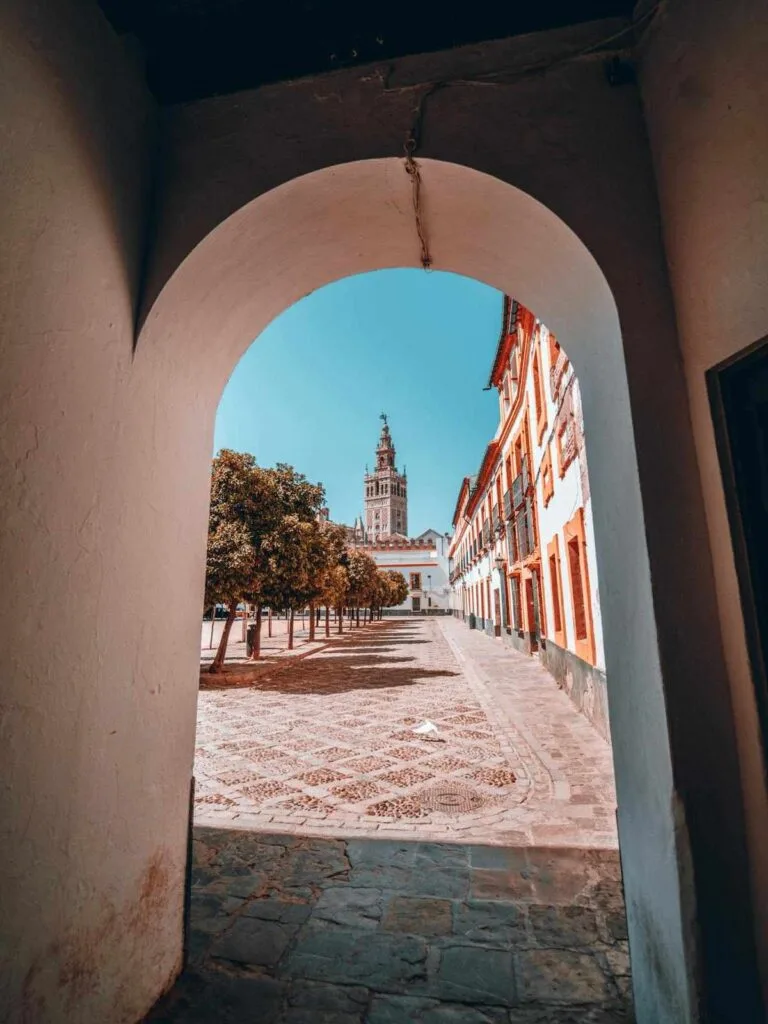 90 days in Spain - historic square in Seville architecture for American expats